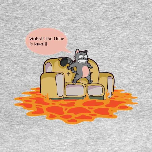 Never Grow Up Shirt Floor Is Lava T Shirt Funny Cat Comic by TellingTales